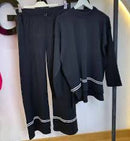 Women Knit Pullover Pants Suit Long Sleeve Turtleneck Top Wide Leg Pants B186072 - TUZZUT Qatar Online Shopping