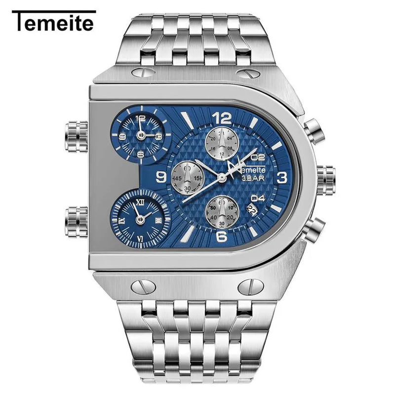 Multi-Time Zone Mens Watches Casual Quartz Sports Man Wristwatch W987413