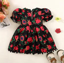 Baby Girl Spring Rose Printed Round Neck Mesh Dress   1430074 - TUZZUT Qatar Online Shopping