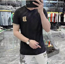 Men's Summer T-Shirt Casual Style Ice Silk Short Sleeves Round Neck T-Shirt Fashionable Letter Printed Design   S649720 - TUZZUT Qatar Online Shopping