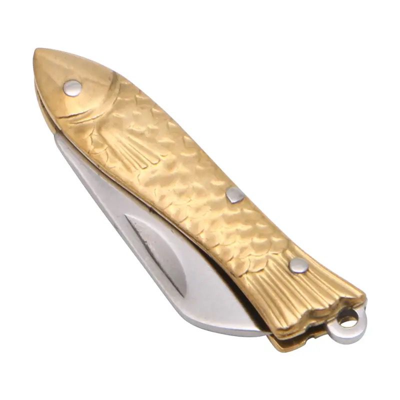 Fish-shape Keyring Pocket Keychain Tactical Small Folding Folder Knife Brass S 4442932 - Tuzzut.com Qatar Online Shopping