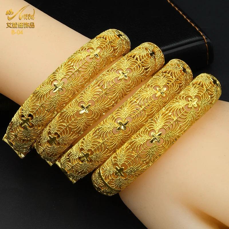 ANIID 24K Gold Plated Bracelets For Women Luxury Jewelry Designers Bangles S4851268 - Tuzzut.com Qatar Online Shopping