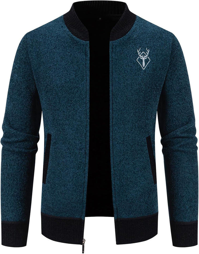 Mens Casual Full Zip Cardigan Sweaters Cable Knit Jacket Sweater           139600 - TUZZUT Qatar Online Shopping