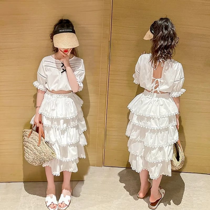 Skirt Set for Girls Summer New Short Sleeve T-shirt Layered Skirt Two Pieces Designer Clothes Kids Outfits Children Clothing Set X4503174 Skirt Set for Girls Summer New Short Sleeve T-shirt Layered Skirt Two Pieces Designer Clothes Kids Outfits Children Clothing Set X4503174
