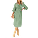 Women's V Neck Midi Dress Casual Ruffled Long Sleeve Back Keyhole High Waist A-line Dresses   9049490 - TUZZUT Qatar Online Shopping