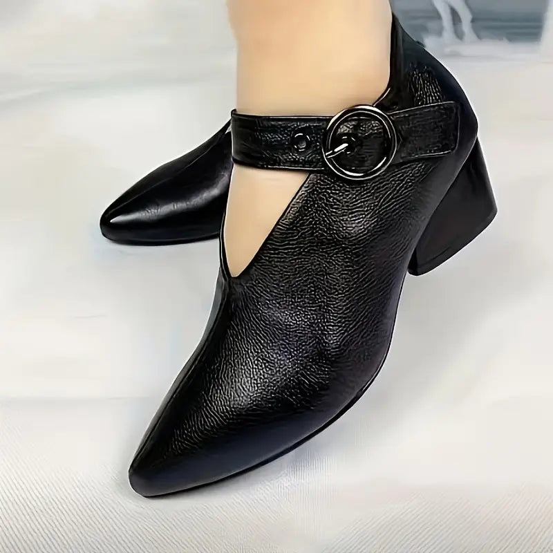 Comfortable Block Heel Women's Shoes with Ankle Buckle 183015 Comfortable Block Heel Women's Shoes with Ankle Buckle 183015