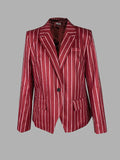 Long Sleeves Loose Striped Notched Collar Blazer Outerwear 171888 - TUZZUT Qatar Online Shopping