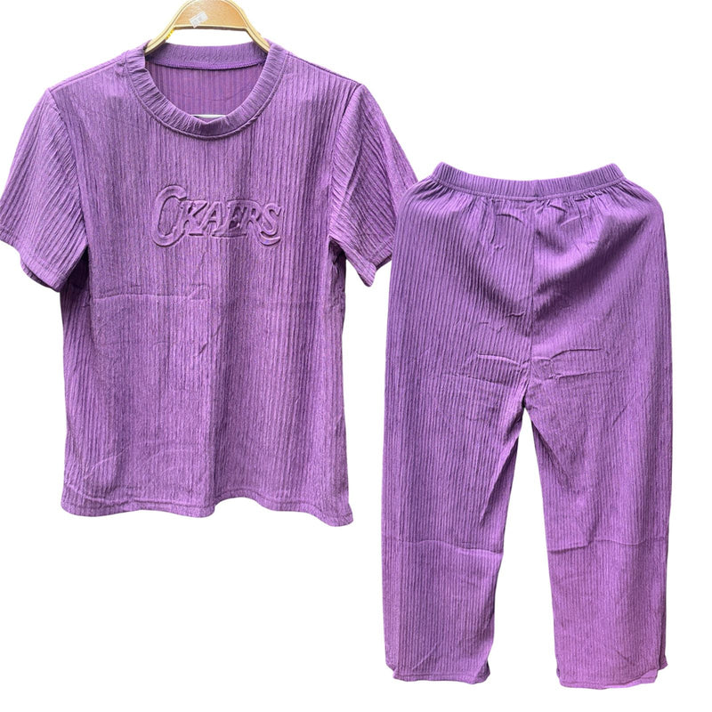 Women Trendy Round Neck Summur Crop Co-ord Set - TUZZUT Qatar Online Shopping