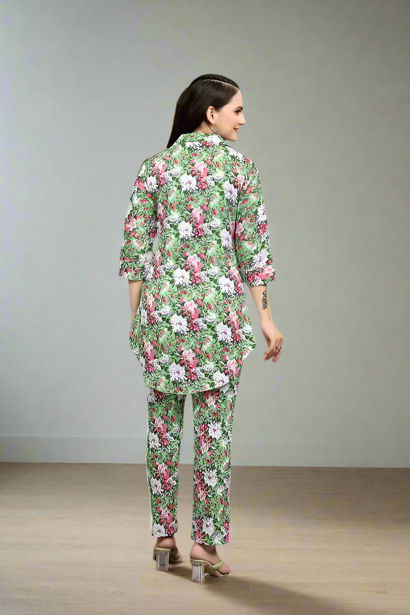 Women's Cotton Polyester Mix Fabric Printed Night suit Pajama Co-Ord Set - VKT1100