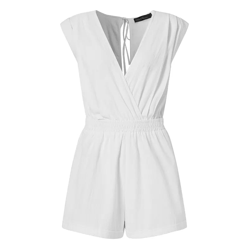 Women's Summer Jumpsuits Sleeveless ZANZEA Stylish Overalls V Neck Backless Rompers Female Lace Up Casual Pants Oversized S4101455 Women's Summer Jumpsuits Sleeveless ZANZEA Stylish Overalls V Neck Backless Rompers Female Lace Up Casual Pants Oversized S4101455