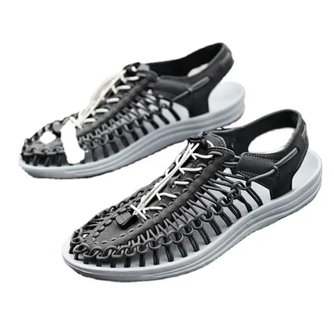 Men's sandals elastic non-slip casual beach sandals, hand-woven fashion sandals 43 - Tuzzut.com Qatar Online Shopping
