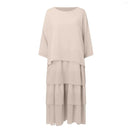 Elegant Layered Design Loose Chiffon Party Dress Women Fashion O Neck Sleeve Cake Dress Casual Loose Solid Long Dresses    330865010 - TUZZUT Qatar Online Shopping