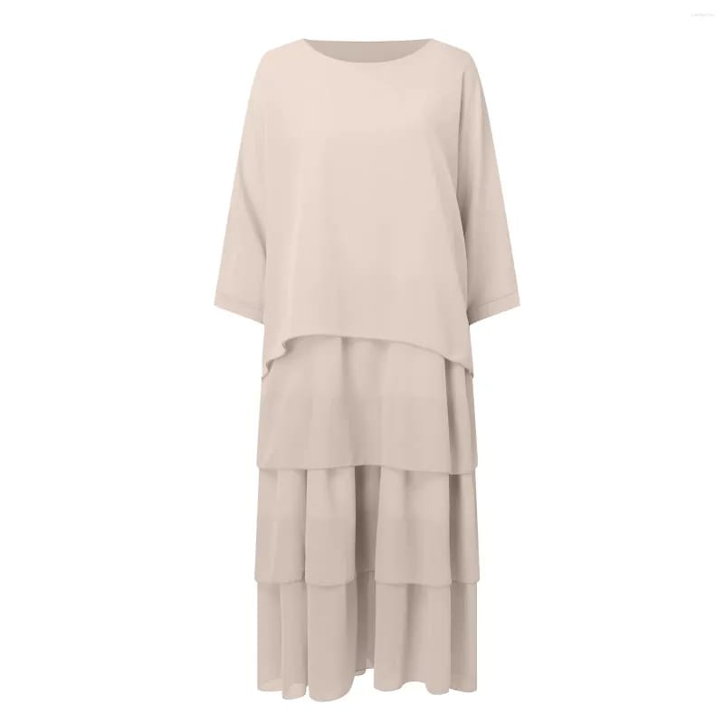 Elegant Layered Design Loose Chiffon Party Dress Women Fashion O Neck Sleeve Cake Dress Casual Loose Solid Long Dresses 330865010 Elegant Layered Design Loose Chiffon Party Dress Women Fashion O Neck Sleeve Cake Dress Casual Loose Solid Long Dresses 330865010