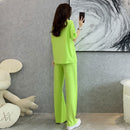 2 Pcs Women's Short Sleeve Solid Color Pants Set S 418202 - TUZZUT Qatar Online Shopping