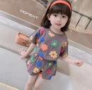 Baby Girls Flower Print Clothes Set T-shirts and Shorts Suit   1601338 - TUZZUT Qatar Online Shopping