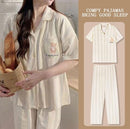 Women's Short Sleeve Long Trousers Homewear Pajama Set   582680 - TUZZUT Qatar Online Shopping