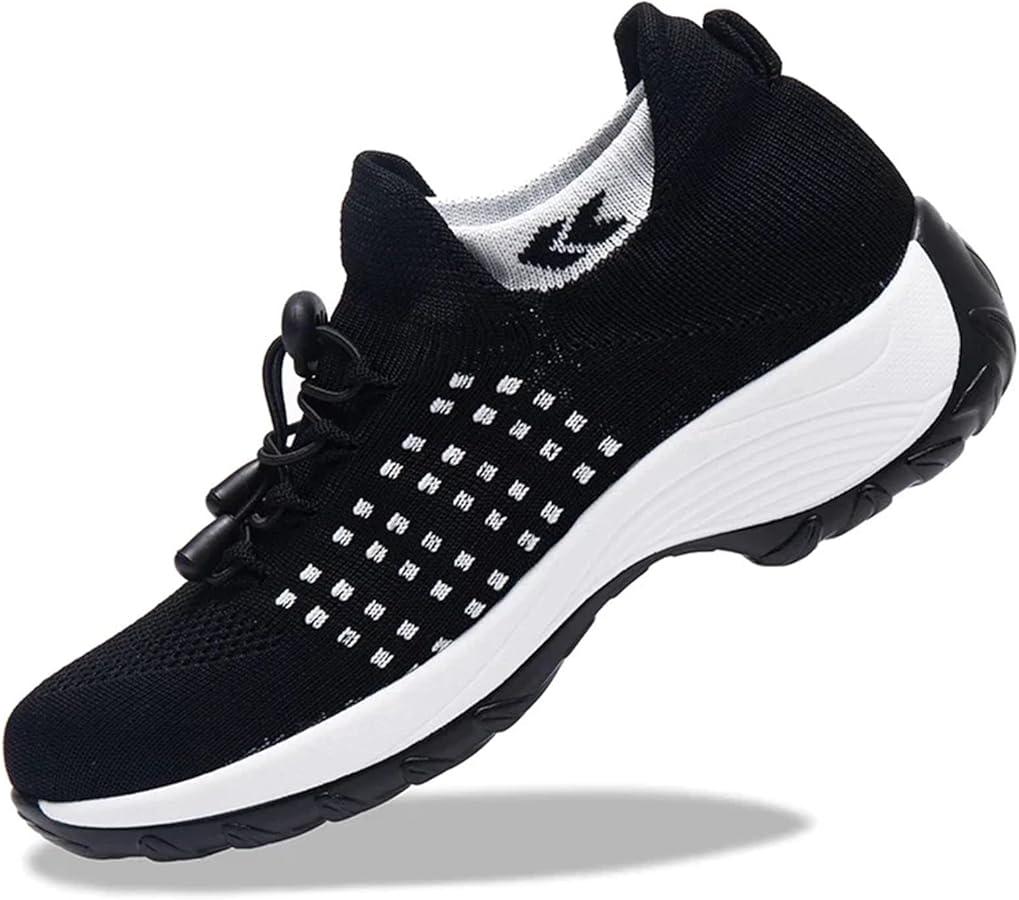 Ladies Running Shoes Slip On Trainers Thick Bottom Air Cushioned Comfortable Walking Shoes with Breathable Mesh Sneakers B107622 Ladies Running Shoes Slip On Trainers Thick Bottom Air Cushioned Comfortable Walking Shoes with Breathable Mesh Sneakers B107622