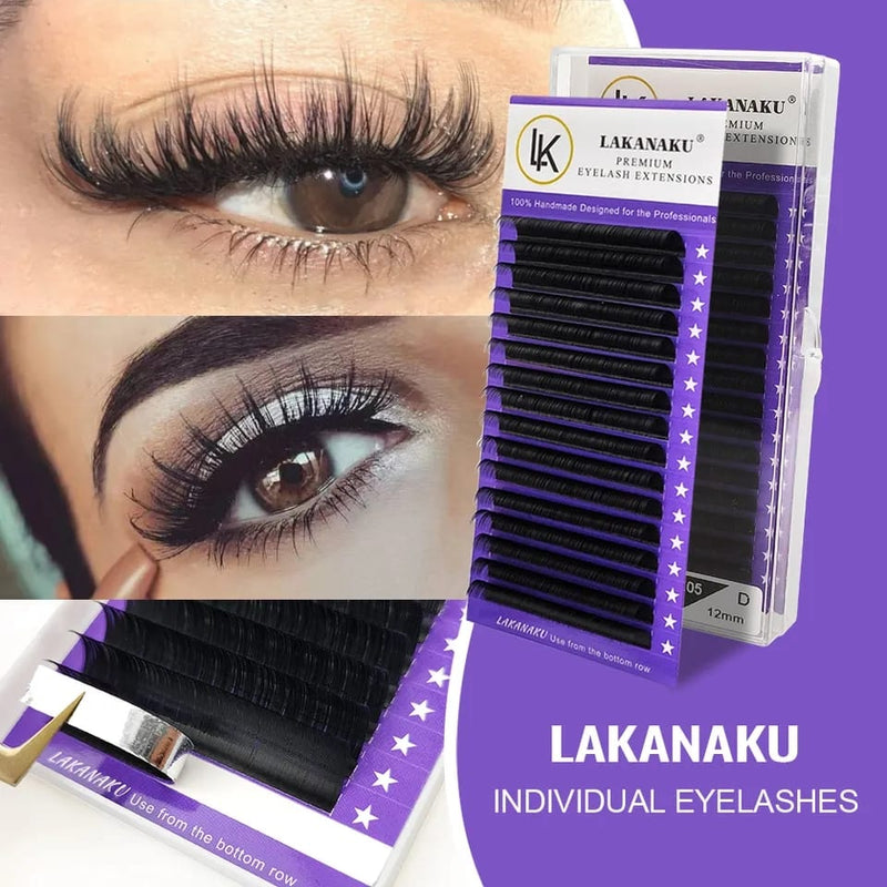 LAKANAKU Natural Premium Individual Volume Eyelash Extensions Handmade Mink Eyelash Private Label Makeup Individual Lashes S4055219 - Tuzzut.com Qatar Online Shopping