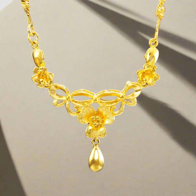 Yellow Plated Flower Pendant for Women Luxury Tulip Rose Flower One Necklace Model-01 Yellow Plated Flower Pendant for Women Luxury Tulip Rose Flower One Necklace Model-01