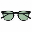 Black Rounded-Square Sunglasses with Green Lenses-64