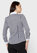 Lace Panel Striped Shirt S4636618 - Tuzzut.com Qatar Online Shopping