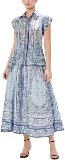 Women's Summer New Top Long Half Skirt Set B-312623 Women's Summer New Top Long Half Skirt Set B-312623