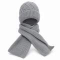 Knitted Hat with Attached Scarf
