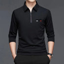 Men's Polo Shirt Solid Color Printing Polo Shirt Lapel Zip Up Long-Sleeve T-Shirt Casual Men's Tops L S4468768 - Tuzzut.com Qatar Online Shopping