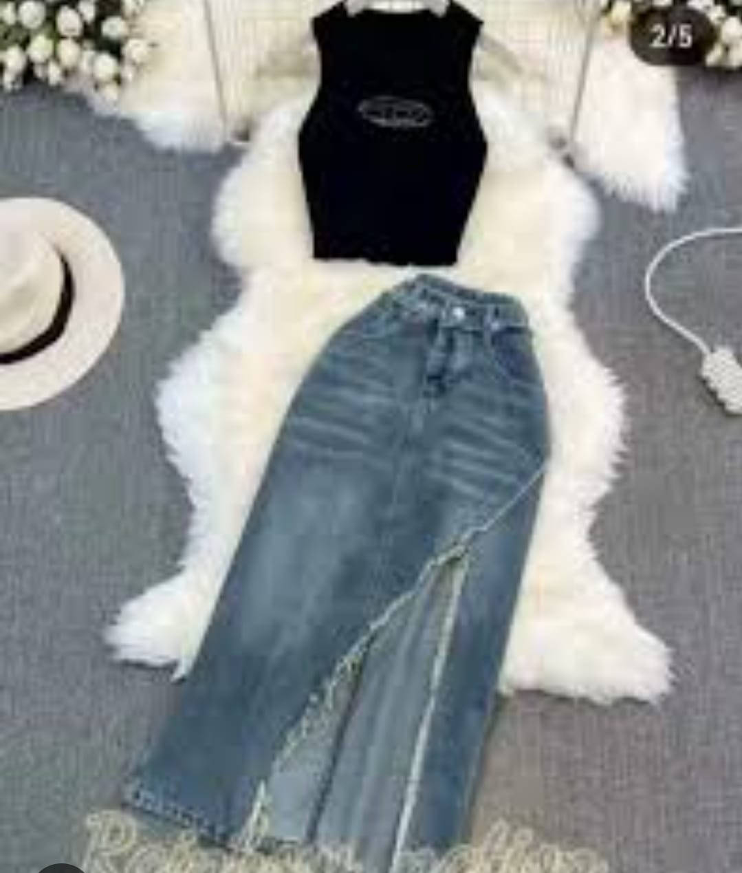Womens Top and Designer Jean Skirt T845276 Womens Top and Designer Jean Skirt T845276