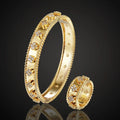 jewelry Classic Micro paved AAA zirconia Four-leaf Flower Bracelet Ring set creative opening ladies bracelet - Tuzzut.com Qatar Online Shopping