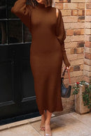 Ribbed Knit Dress and Cardigan Set 168765 - TUZZUT Qatar Online Shopping