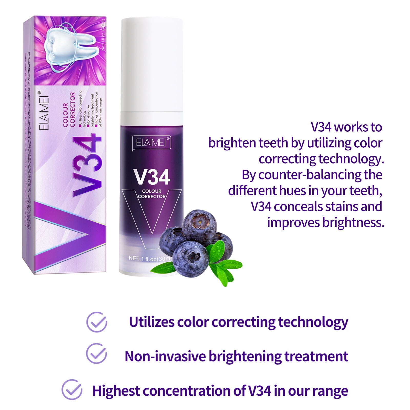 V34 Sensitive Teeth Whitening Toothpaste 30ml V34 Sensitive Teeth Whitening Toothpaste 30ml