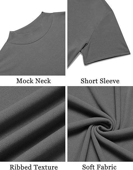 Mens Mock Turtleneck Shirts Short Sleeve Casual Basic T-Shirts  S5120537 - TUZZUT Qatar Online Shopping