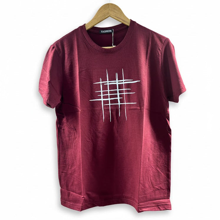 Women's Lines Print  T-Shirts L 458326 - TUZZUT Qatar Online Shopping