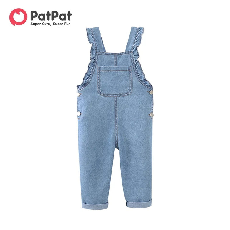 PatPat Toddler Girl Ruffled Denim Suspender Overalls 19786545 - Tuzzut.com Qatar Online Shopping