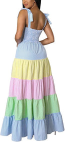 Women's Summer Dress Maxi Dresses Vacation Tie Straps Square Neck Party Long Dress    404000 - TUZZUT Qatar Online Shopping