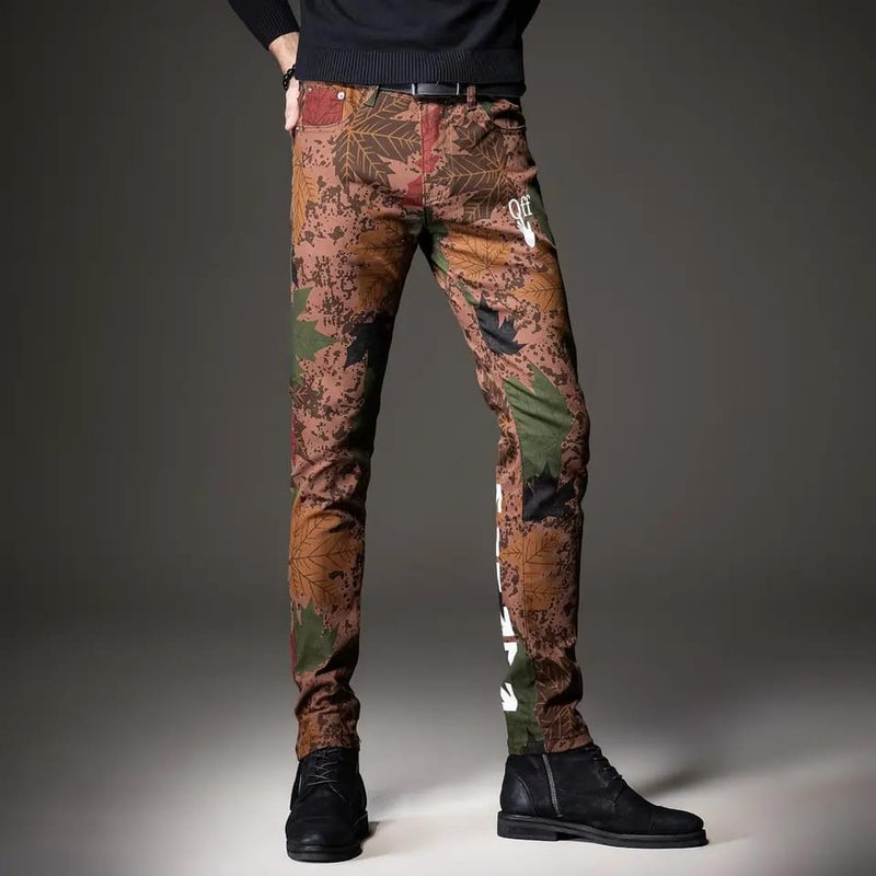 Light Luxury Men’s Street Fashion Full Print Jeans,Korea Version Slim-fit Hip Hop Denim Pants ,Trendy Casual Jeans Pants S3479198 - Tuzzut.com Qatar Online Shopping