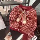 Knitted Vintage Bow Top Sweater 63481 - TUZZUT Qatar Online Shopping