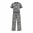 Women’s Black & White Paisley Print Two-Piece Set - 3XL