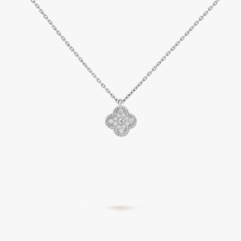 Sweet Alhambra Pendant White Gold Necklace DN2141 - TUZZUT Qatar Online Shopping