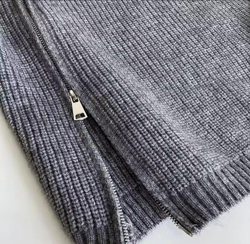 Women Turtleneck Knitted Zipper Long Sweater Coat B-703622 - TUZZUT Qatar Online Shopping