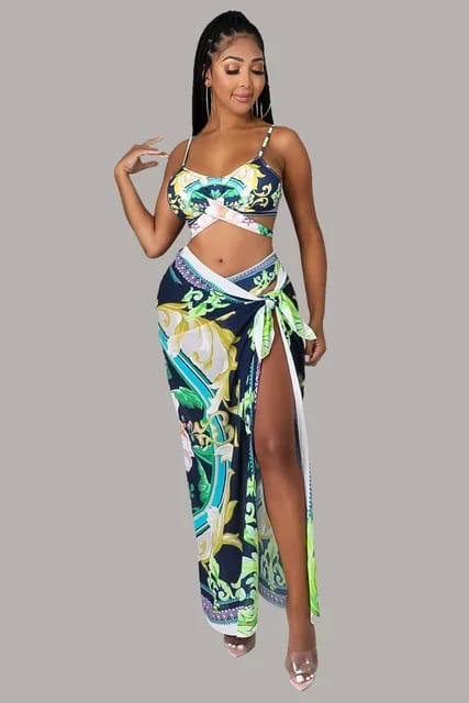 Summer Strapless Sleeveless Bikini Swimming Holiday Sexy Tracksuit for Women 3PCs Set Ladies Women Sets S3153979 Summer Strapless Sleeveless Bikini Swimming Holiday Sexy Tracksuit for Women 3PCs Set Ladies Women Sets S3153979
