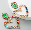 RAINBOW RHINESTONE HEART STATEMENT DROP EARRINGS S4629050 - TUZZUT Qatar Online Shopping