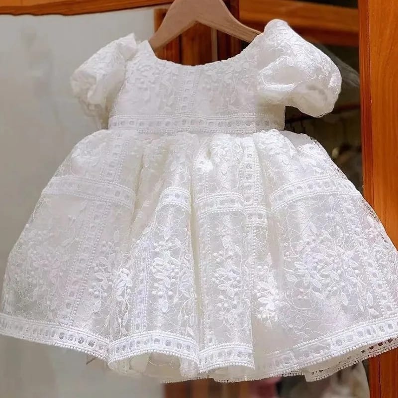 Baby Girl Dress Hollow Lace Princess Children Wedding Birthday Cotton Ball Gown Baby Baptism Party Dresses for Summer S4610007 - Tuzzut.com Qatar Online Shopping