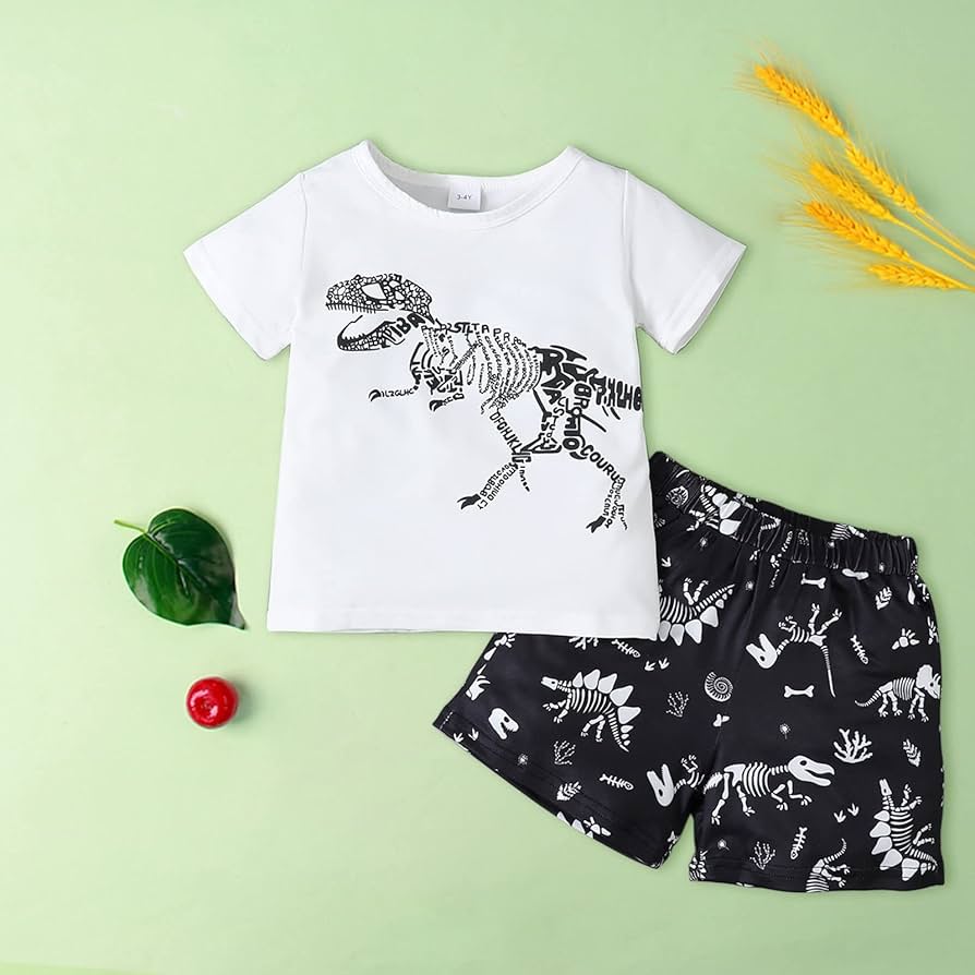 Kids Short Sleeved Print Top Shorts Two Piece Set 1429097 Kids Short Sleeved Print Top Shorts Two Piece Set 1429097