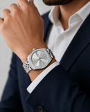 Prestar Silver Strap Gray Dial Diamond Watch PR99