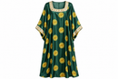 Women’s Emerald Green Medallion Print Kaftan with Gold Trim 64913 - M
