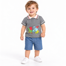 Boys’ Grey Dinosaur Polo & Blue Shorts Set 1433769 - 12–18 Months (90 cm)