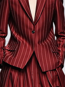 Long Sleeves Loose Striped Notched Collar Blazer Outerwear 171888 - TUZZUT Qatar Online Shopping