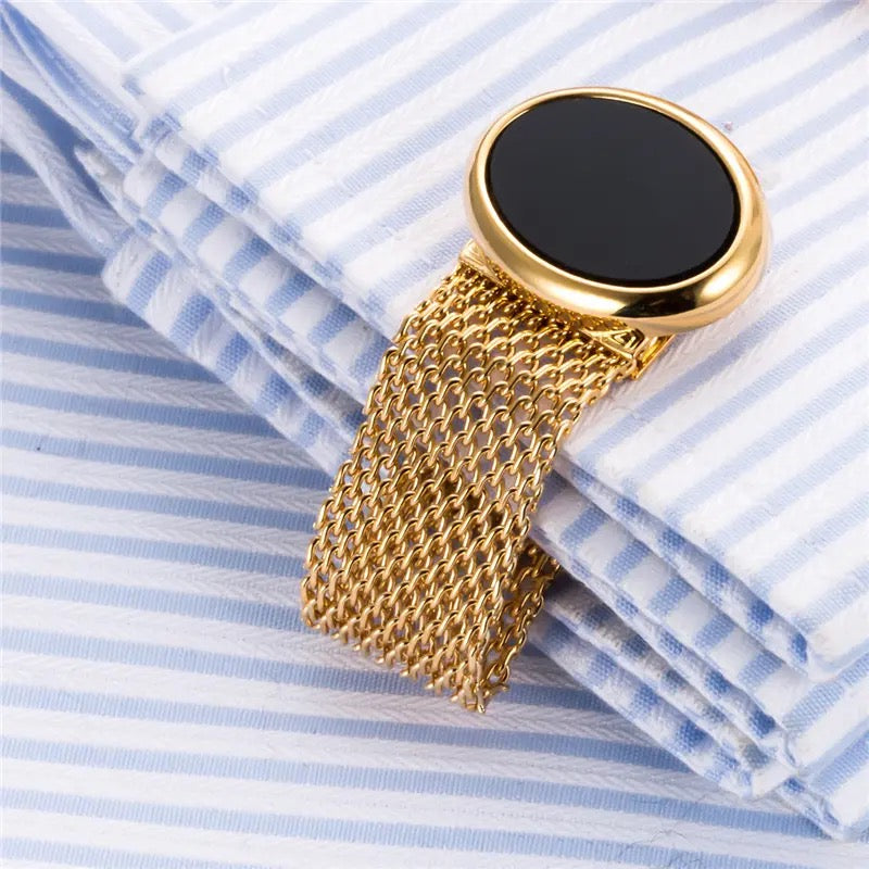 2pcs Wide Chain Round Copper Cufflinks for Men's Fashion X4484561 - TUZZUT Qatar Online Shopping